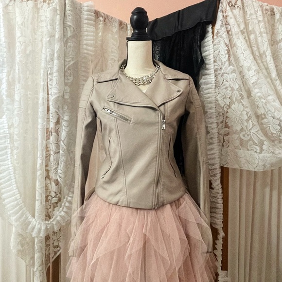 Faux Leather Jacket - Neutral Pink - Picture 2 of 4